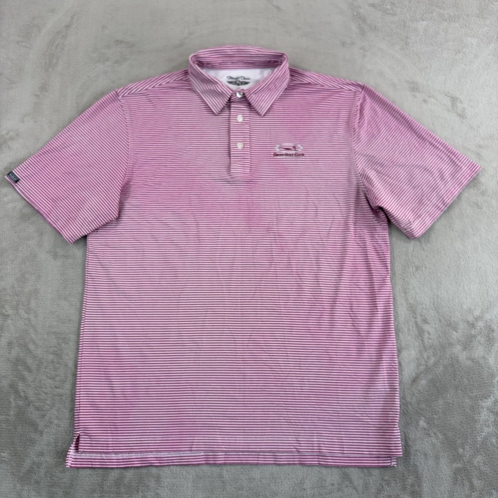 Straight Down x Oasis Golf Club‎ Mesquite Polo Shirt in Berry Striped Men Large